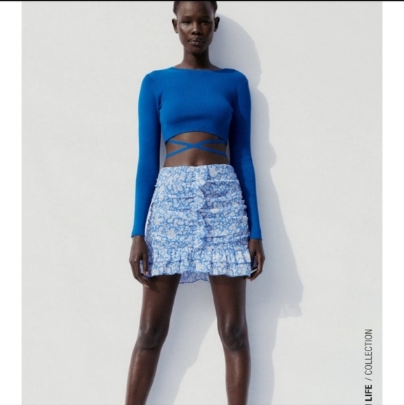 ZARA Draped Floral Print Skirt NWT - Picture 1 of 3